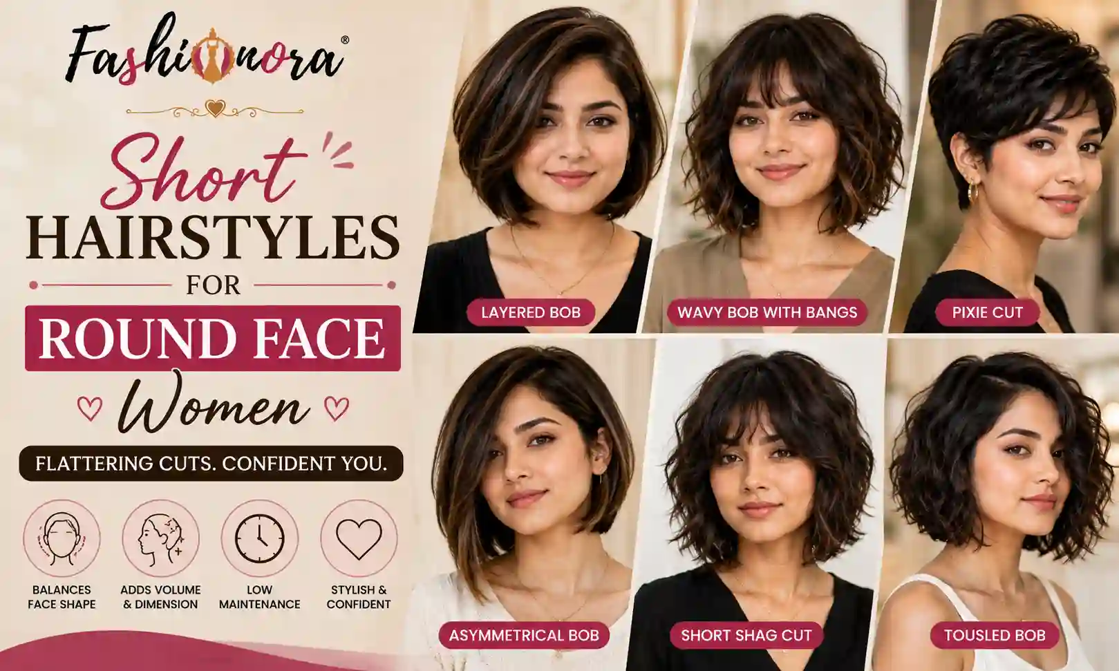 Short Hairstyles for Round Face Women